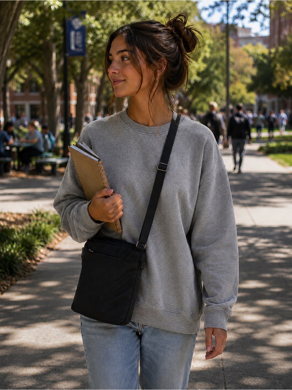 Back to University! TUCANO Finates Slim Cross Body Tablet Bag- Black Unisex
